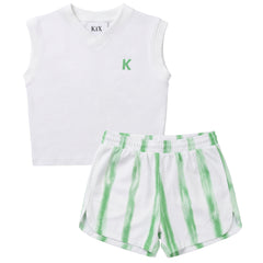Kix White/Green Striped Denim Bb Set K7730
