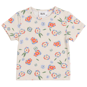Kix White Floral Ss Print T-Shirt K7736