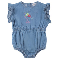 Kix Denim Denim Sorbet Frill Sleeve Romper K7752