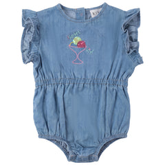 Kix Denim Denim Sorbet Frill Sleeve Romper K7752