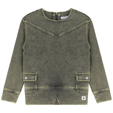 Kix Lime Washed Raw Edge Sweatshirt