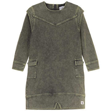 Kix Lime Washed Raw Edge Sweatdress