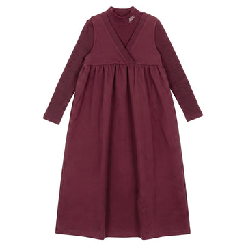 Kix Burgundy V Neck High Waist Maxi Dress With T- Shirt