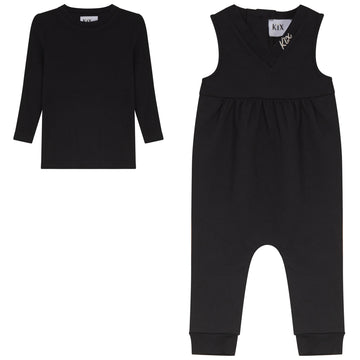 Kix Black V Neck High Waist Romper