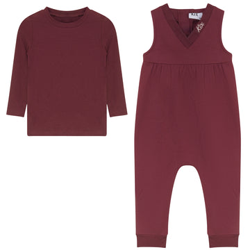 Kix Burgundy V Neck High Waist Romper