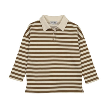 Kin And Kin Green Bronze Striped Polo Sweatshirt (Kaw25-03)