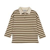 Kin And Kin Green Bronze Striped Polo Sweatshirt (Kaw25-03)