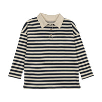 Kin And Kin Midnight Blue Striped Polo Sweatshirt (Kaw25-03)