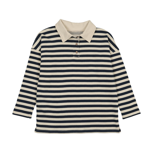 Kin And Kin Midnight Blue Striped Polo Sweatshirt (Kaw25-03)
