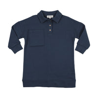 Kin And Kin Midnight Blue Girls Oversized Sweatshirt Dress (Kaw25-05)