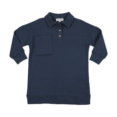 Kin And Kin Midnight Blue Girls Oversized Sweatshirt Dress (Kaw25-05)