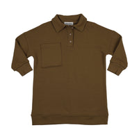 Kin And Kin Green Bronze Girls Oversized Sweatshirt Dress (Kaw25-05)