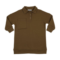 Kin And Kin Green Bronze Girls Oversized Sweatshirt Dress (Kaw25-05)