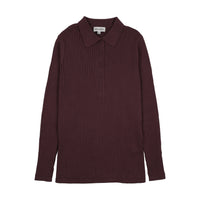 Kin And Kin Plum Ribbed Knit Sweater Polo (Kaw25-08)