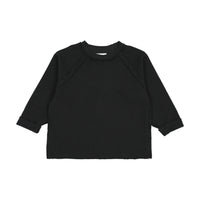 Kin And Kin Black Raglan Sleeve Raw Edge Sweatshirt (Kaw25-12-Top)