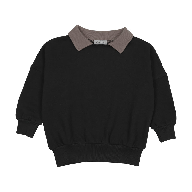 Kin And Kin Black Contrast Collar Sweatshirt (Kaw25-13 Kin And Kin Black Contrast Collar Sweatshirt (Kaw25-13