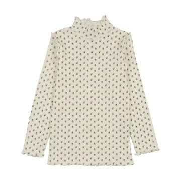 Kin And Kin Tulip Print - Plum Scalloped Edge Mockneck (Kaw25-17)