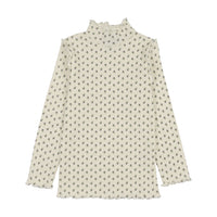 Kin And Kin Tulip Print - Plum Scalloped Edge Mockneck (Kaw25-17)