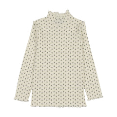 Kin And Kin Tulip Print - Plum Scalloped Edge Mockneck (Kaw25-17)