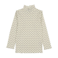 Kin And Kin Tulip Print - Blue Scalloped Edge Mockneck (Kaw25-17)