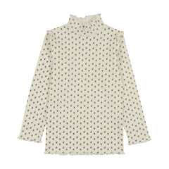 Kin And Kin Tulip Print - Blue Scalloped Edge Mockneck (Kaw25-17)