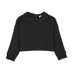 Kin And Kin Black Lace Edge Collar Sweatshirt (Kaw25-18)