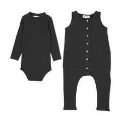 Kin And Kin Black Baby Jumpsuit + Onesie Set (Kaw25-19)