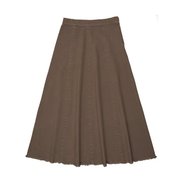 Kin And Kin Chestnut Maxi Paneled Denim Skirt (Kaw25-20)