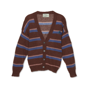 Wander & Wonder Pecan V Neck Logo Cardigan