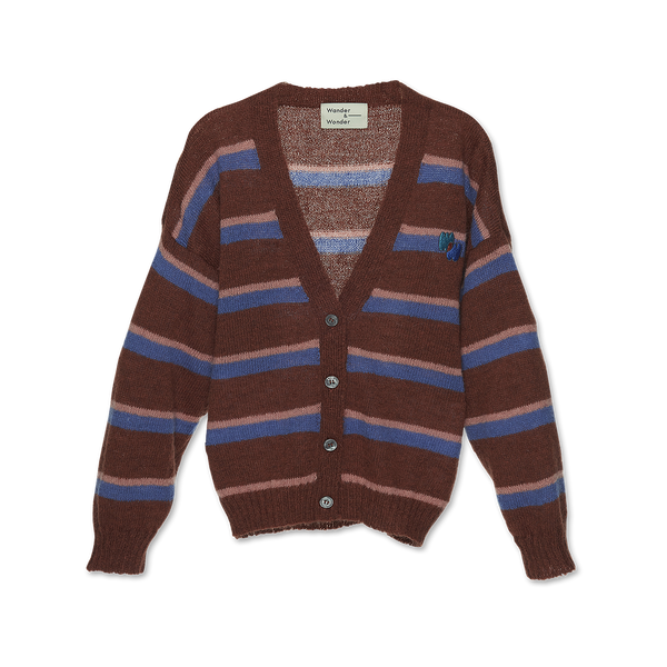 Wander & Wonder Pecan V Neck Logo Cardigan