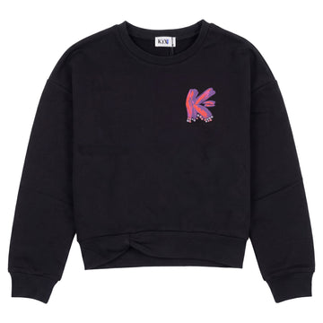 Kix Black Print Detail Twist Sweatshirt