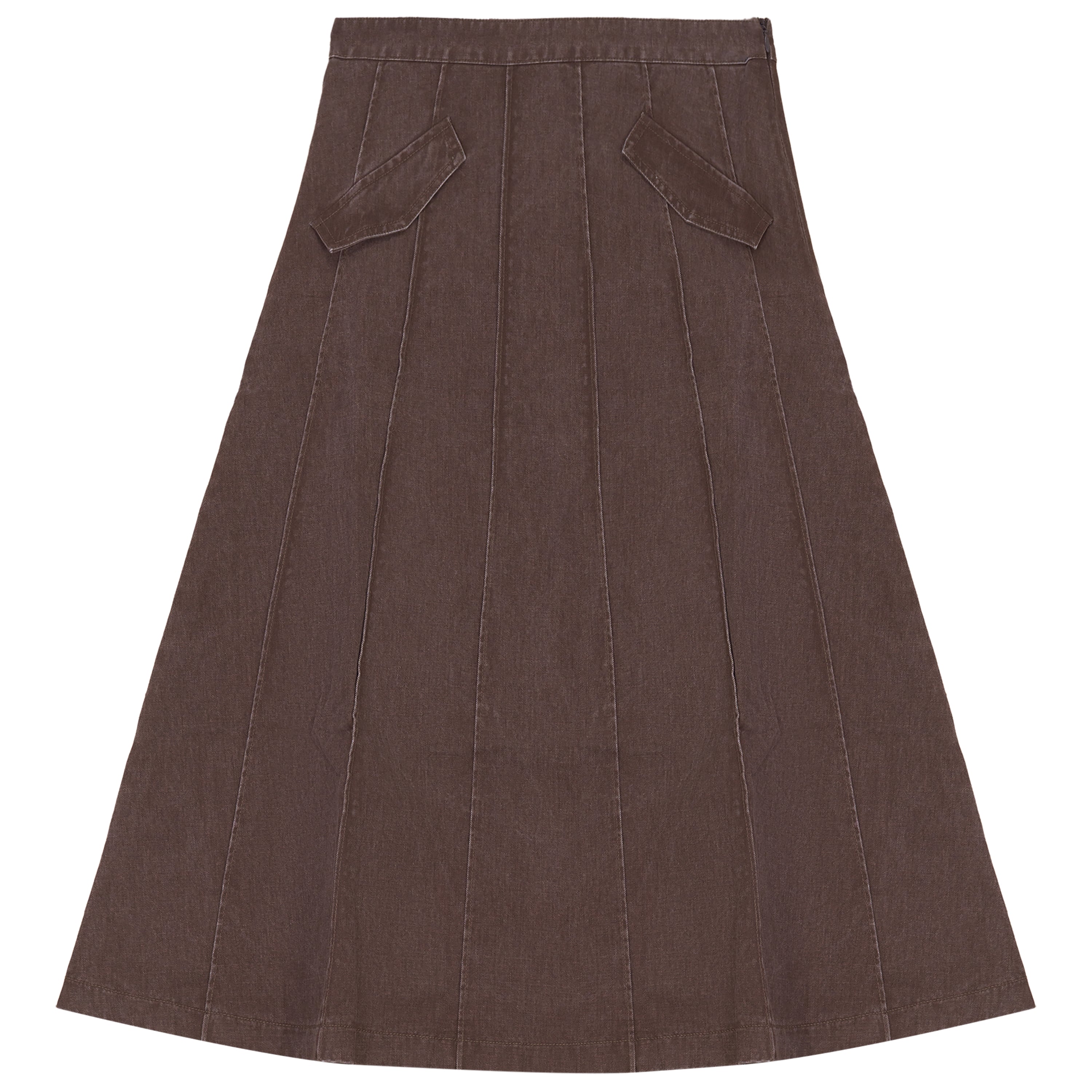 Kix Brown Denim Panel Midi Skirt