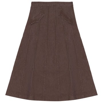 Kix Brown Denim Panel Midi Skirt