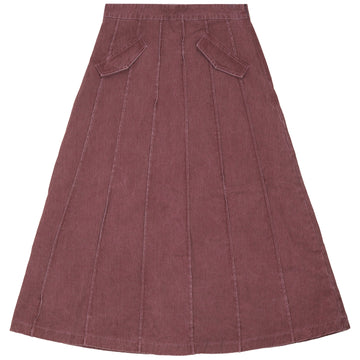 Kix Burgundy Denim Panel Midi Skirt