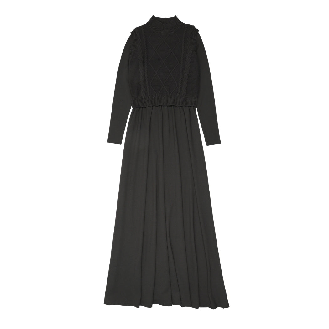 Urban Edge Knit Combo Robe Black