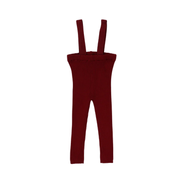 Lil Legs Deep Red Knit Basics Knit Suspender Leggings