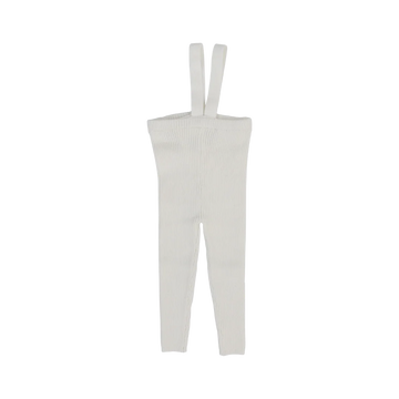 Analogie By Lil Legs Knit Long Suspender Leggings -White