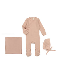 Lilette By Lil Legs Pinpoint Wrapover Layette Set Shell Pink