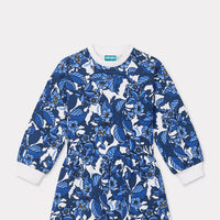 Kenzo Dark Blue Sweatshirt Dress Floral Print