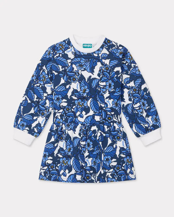 Kenzo Dark Blue Sweatshirt Dress Floral Print