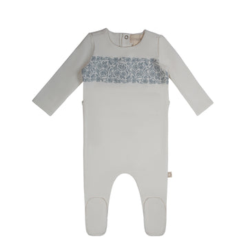 Citrine White/Blue Lace Embroidery Stretchy