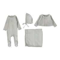 Lilette By Lil Legs Velour Cardi Layette Set Dusty Blue