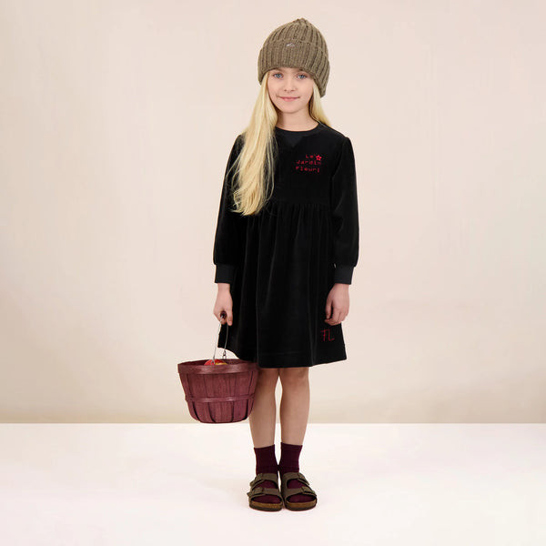 Analogie By Lil Legs Velour Dress Black