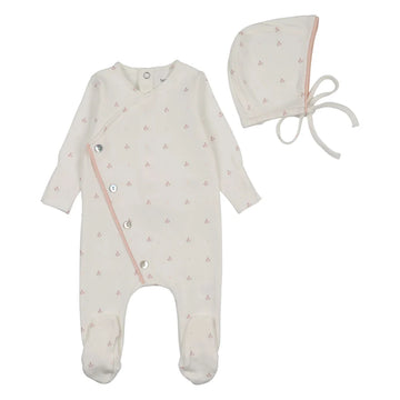 Bee and Dee Soft Dot Footie/Beanie Chalk White Girls