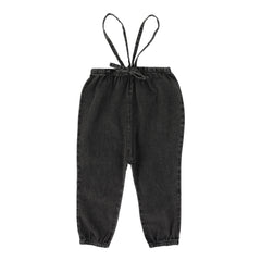 Analogie By Lil Legs DENIM SUSPENDER PANTS - Black Wash