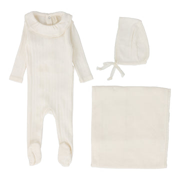 LILETTE  BY LIL LEGS  BY LIL LEGS MILK FINE POINTELLE RUFFLE LAYETTE SET