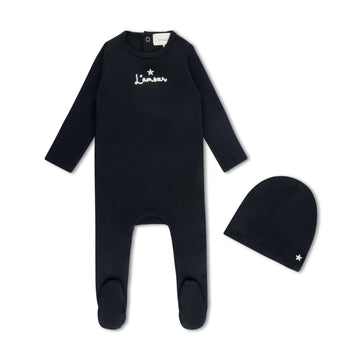 L'Amour Lou Black Rope Embroidered Footie