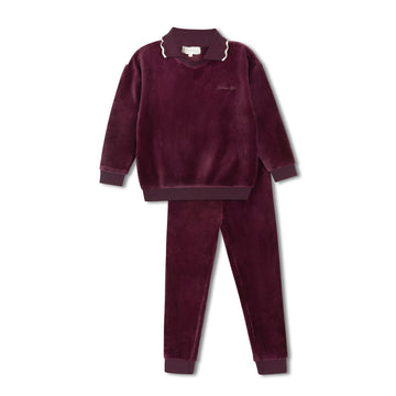 L'Amour Lou Deep Berry Velour Polo Pajama