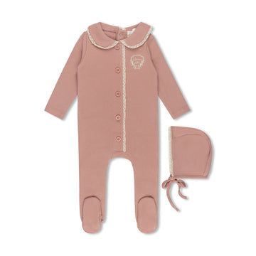 L'Amour Lou Dark Rose Grandpa Style Footie