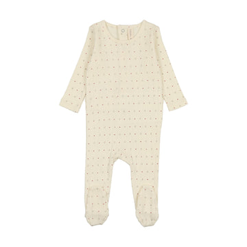LILETTE  BY LIL LEGS  BY LIL LEGS CREAM/RED DOT LINEAR PRINTED FOOTIE